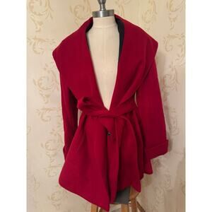 New! Ladies 10 Trina Turk Red Cashmere Blend Belted Coat